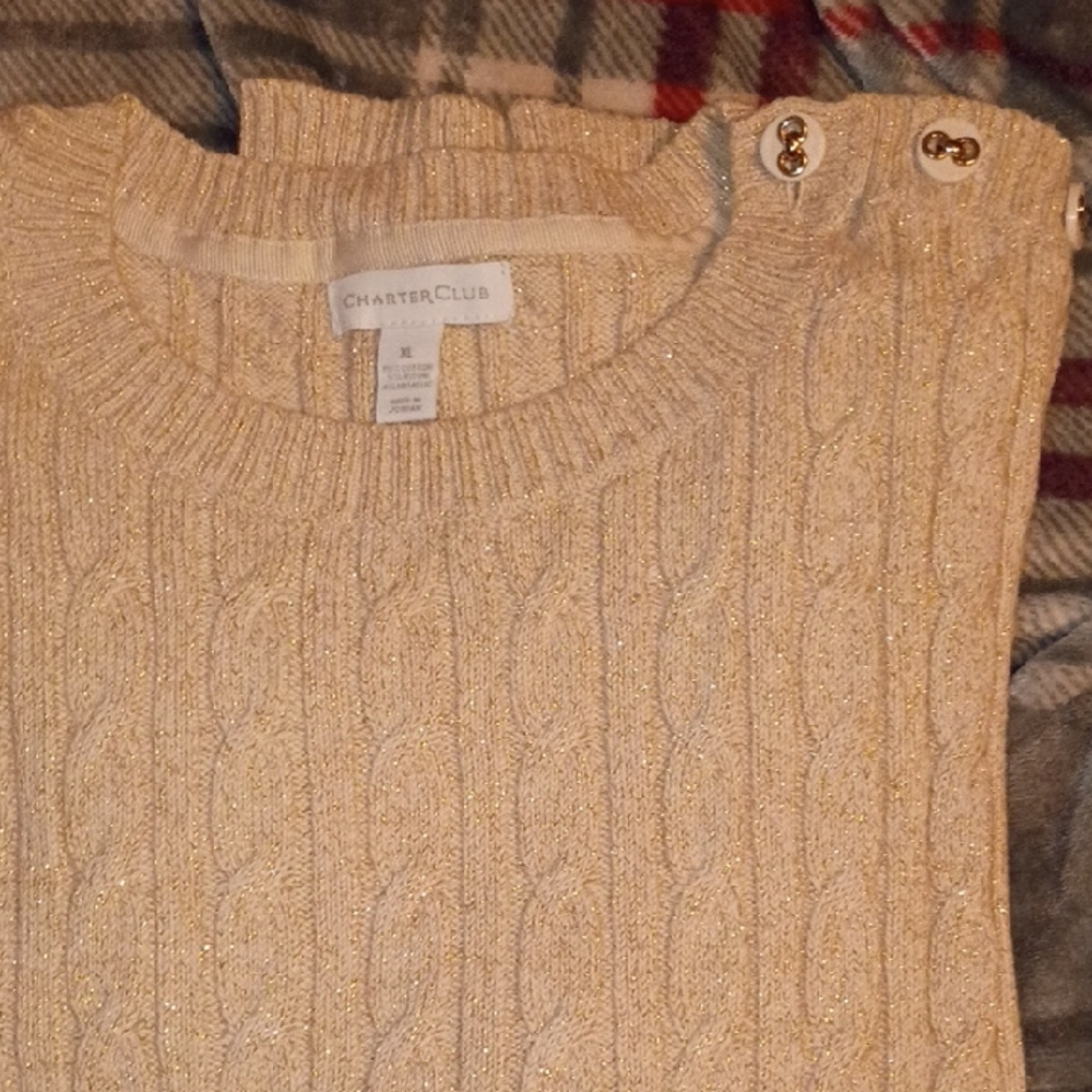 Charter Club Cream Cable Knit Sweater